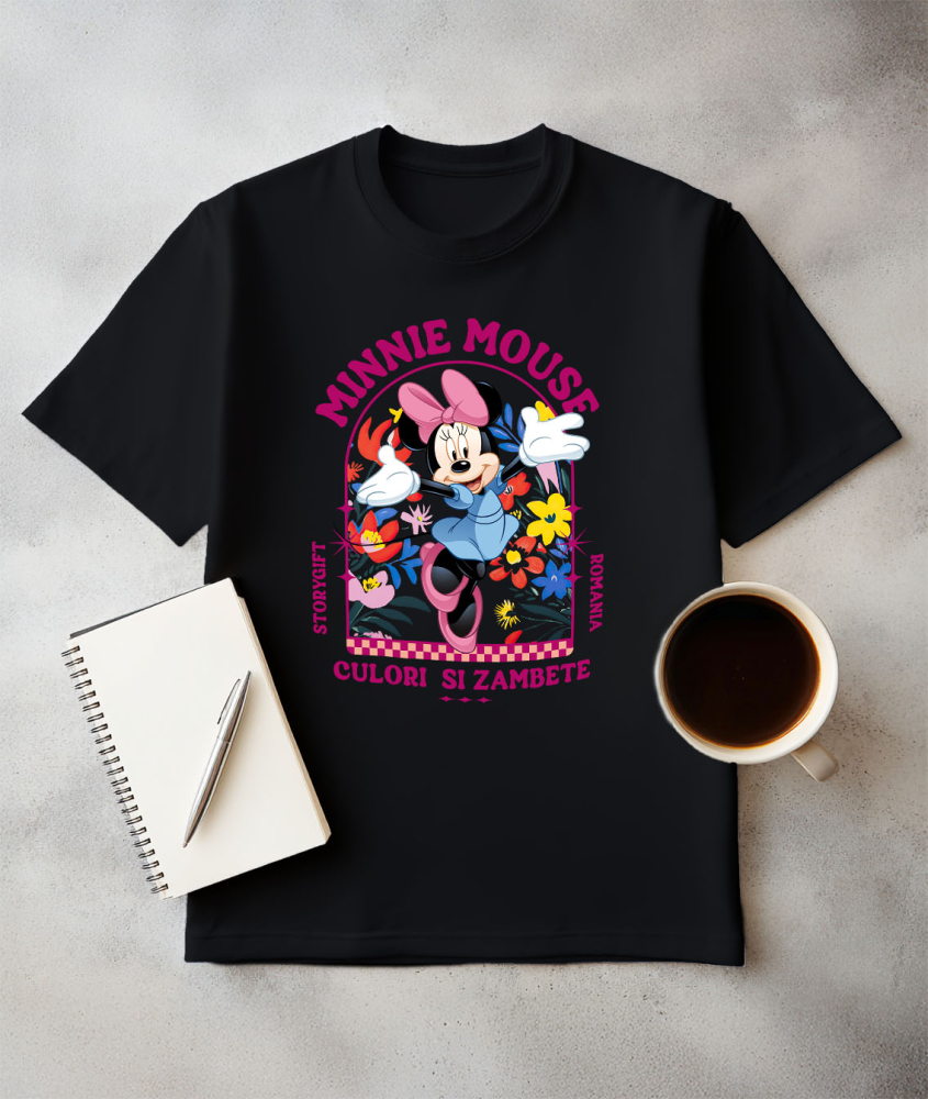 Tricou Femei cu Minnie, în mijlocul unei grădini 100% Bumbac, Negru, L [3]