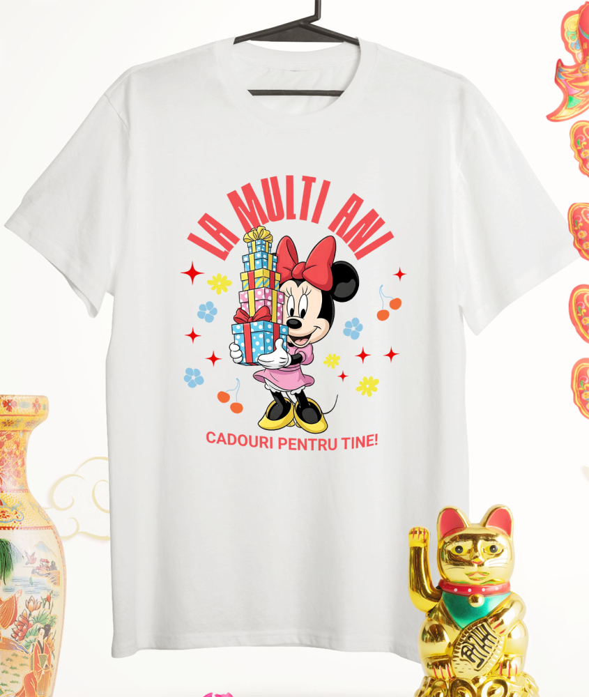 Tricou Femei cu Minnie Mouse Zi de Nastere – Cadouri Unice pentru Aniversare 100% Bumbac, Alb, M [3]