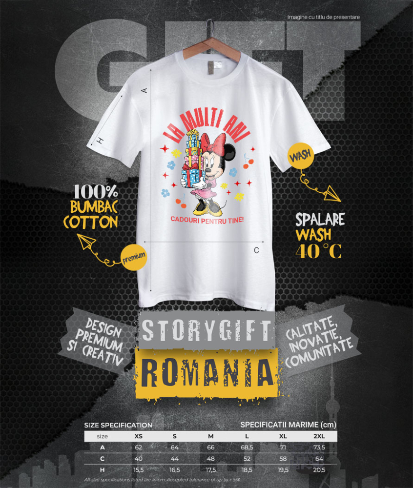Tricou Femei cu Minnie Mouse Zi de Nastere – Cadouri Unice pentru Aniversare 100% Bumbac, Alb, M [4]