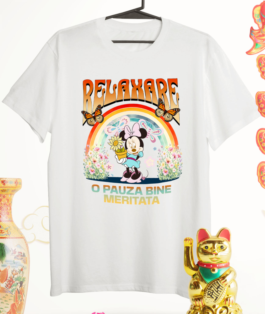 Tricou Femei cu Minnie si Mica ei Gradina 100% Bumbac, Alb, XS [3]