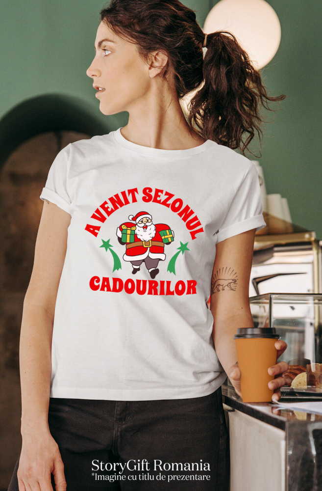 Tricou Femei, Barbati, Copii, Fata, Baiat, Unisex Personalizat Moș Crăciun Gras cu Cadouri Colorate - Sezonul Cadourilor și Cadouri Personalizate [2]