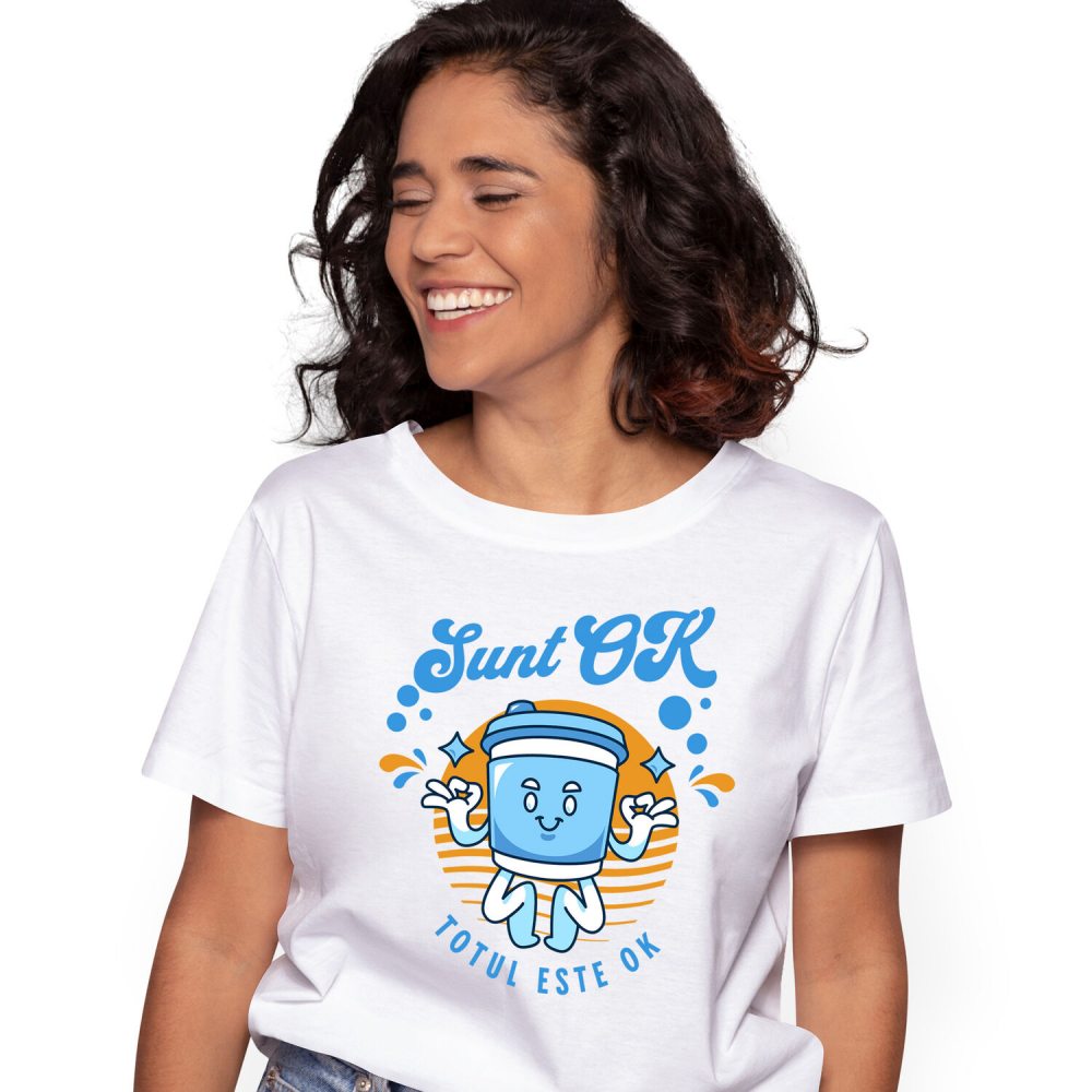 Tricou Femei, Barbati, Copii, Fata, Baiat, Unisex Personalizat „Pahar Personalizat Yoga 'Sunt Ok, Totul Este Ok' – Cadou Motivațional pentru Familie și Yoga” [1]