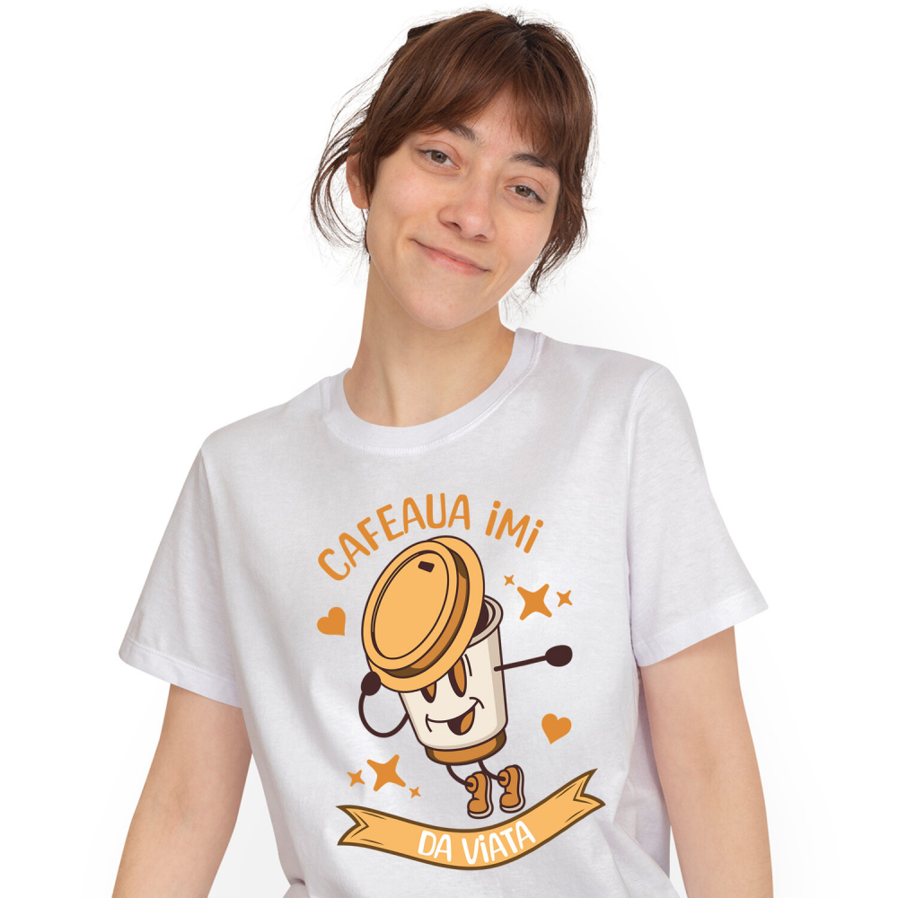 Tricou Femei, Barbati, Copii, Fata, Baiat, Unisex Personalizat „Pahar De Cafea Personalizat 'Cafeaua Îmi Dă Viață' – Cadou pentru Iubitorii de Dans și Cafea” [1]