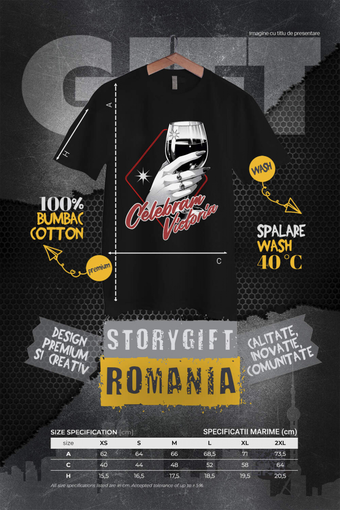 Tricou Femei, Barbati, Copii, Fata, Baiat, Unisex Personalizat „Pahar De Vin Personalizat „Celebram Victoria” – Cadou Elegant pentru Femei și Petreceri” [4]