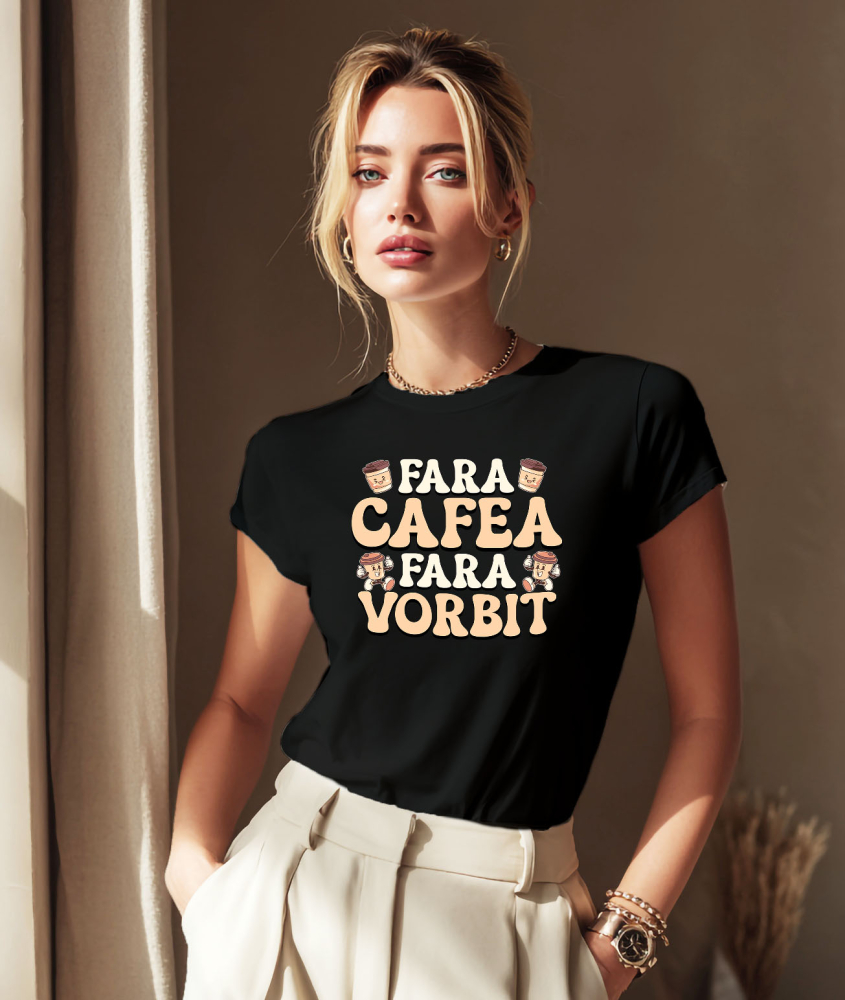 Tricou Femei, Barbati, Copii, Fata, Baiat, Unisex Personalizat „Pahar De Cafea Vesel 'Fără Cafea, Fără Vorbit' – Cadou Amuzant pentru Iubitorii de Cafea” [2]