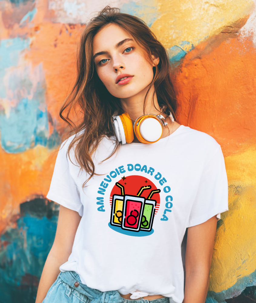 Tricou Femei, Barbati, Copii, Fata, Baiat, Unisex Personalizat „Pahar Colorat Personalizat 'Am Nevoie de o Cola' – Cadou Vesel pentru Familie și Prieteni” [2]