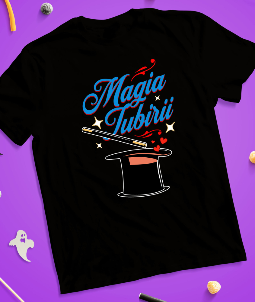 Tricou Femei, Barbati, Copii, Fata, Baiat, Unisex Personalizat Pălărie de Magician cu Mesaj „Magia Iubirii” – Cadou Romantic Personalizat pentru Valentine's Day [3]
