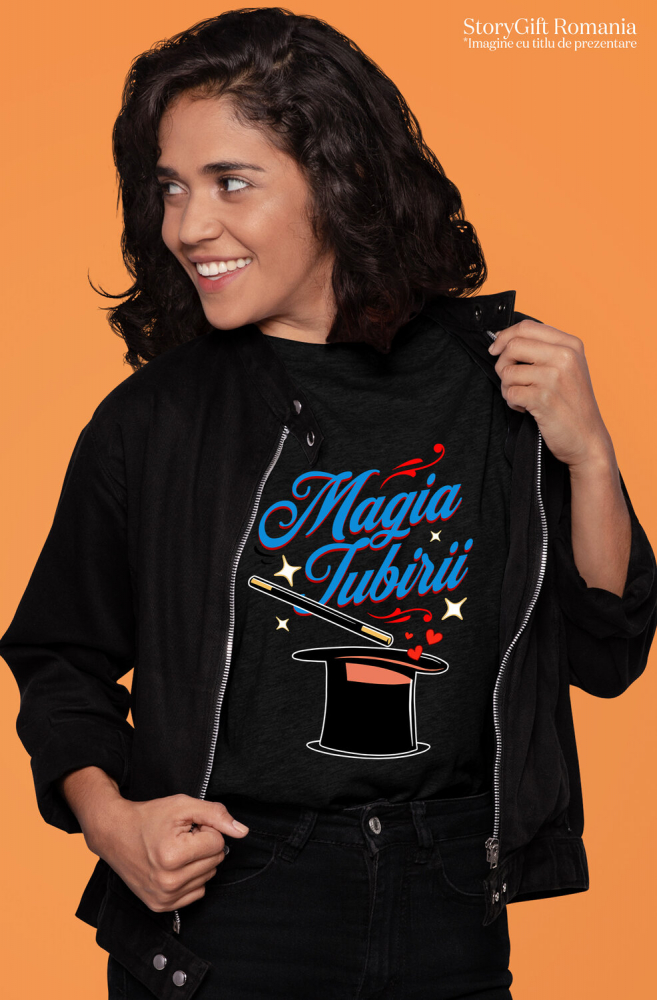 Tricou Femei, Barbati, Copii, Fata, Baiat, Unisex Personalizat Pălărie de Magician cu Mesaj „Magia Iubirii” – Cadou Romantic Personalizat pentru Valentine's Day [2]