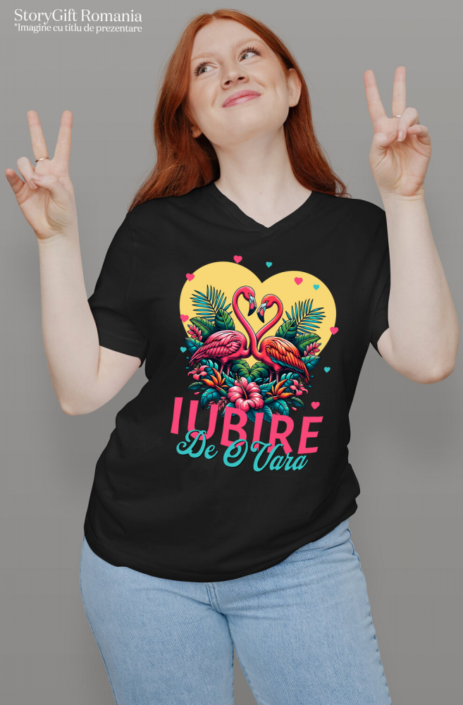 Tricou Femei, Barbati, Copii, Fata, Baiat, Unisex Personalizat Tricou Personalizat Flamingo Dragoste – Iubire de O Vară | Cadou Romantic Valentine's Day [2]