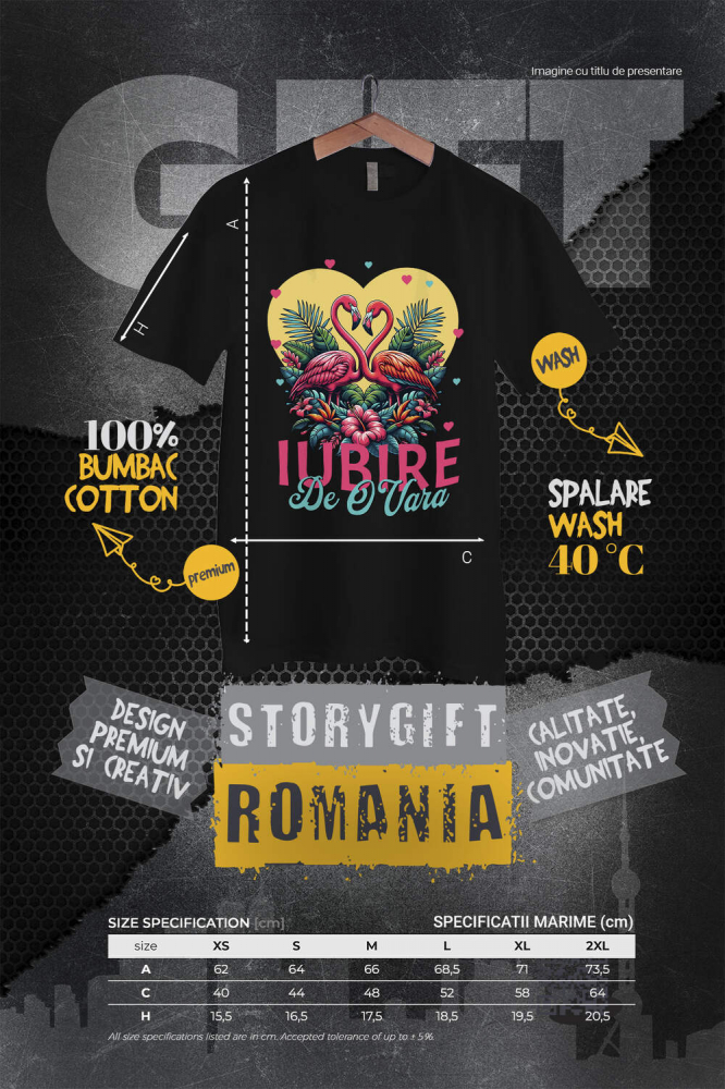 Tricou Femei, Barbati, Copii, Fata, Baiat, Unisex Personalizat Tricou Personalizat Flamingo Dragoste – Iubire de O Vară | Cadou Romantic Valentine's Day [4]
