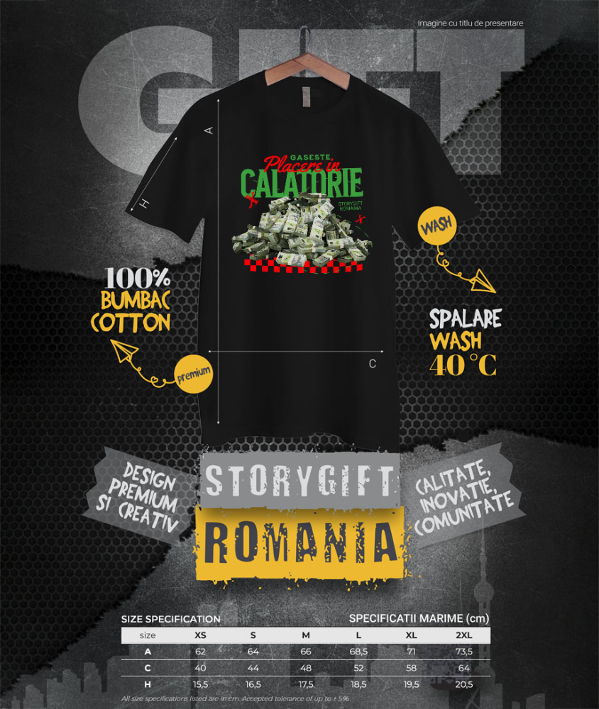Tricou Femei, Barbati, Copii, Fata, Baiat, Unisex Personalizat Piramidă Teanc de Bani 500 Lei – „Găsește Plăcerea în Călătorie” – Cadou Personalizat pentru Familie, Copii, Tati, Prieteni [4]