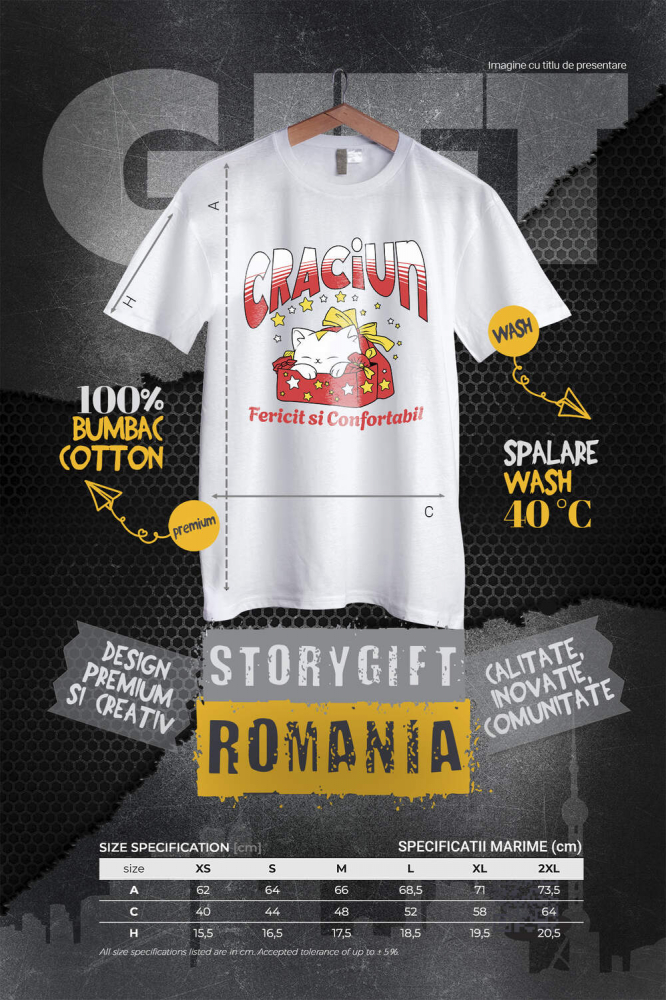 Tricou Femei, Barbati, Copii, Fata, Baiat, Unisex Personalizat Pisica Albă în Cutie de Cadou Roșie – Crăciun Fericit și Confortabil [4]