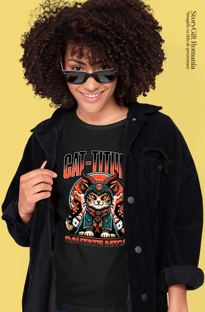 Tricou Femei, Barbati, Copii, Fata, Baiat, Unisex Personalizat Pisica Bizara Stil Asiatic Cu Ochi Roșii – Cat-titude Răutate Mică – Cadou Personalizat Iubitorilor De Pisici [2]