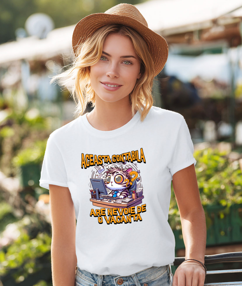 Tricou Femei, Barbati, Copii, Fata, Baiat, Unisex Personalizat Pisică Haioasă la Birou – Design Amuzant pentru Iubitorii de Pisici [2]