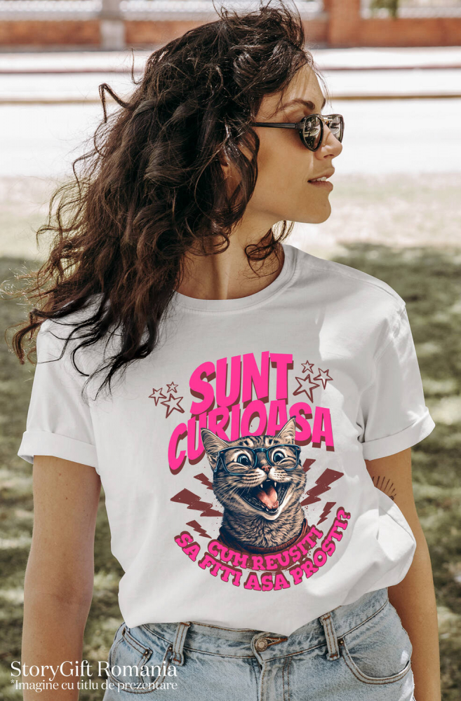 Tricou Femei, Barbati, Copii, Fata, Baiat, Unisex Personalizat „Cadouri personalizate haioase cu pisică zâmbitoare și mesaje sarcastice pentru familie și prieteni” [2]