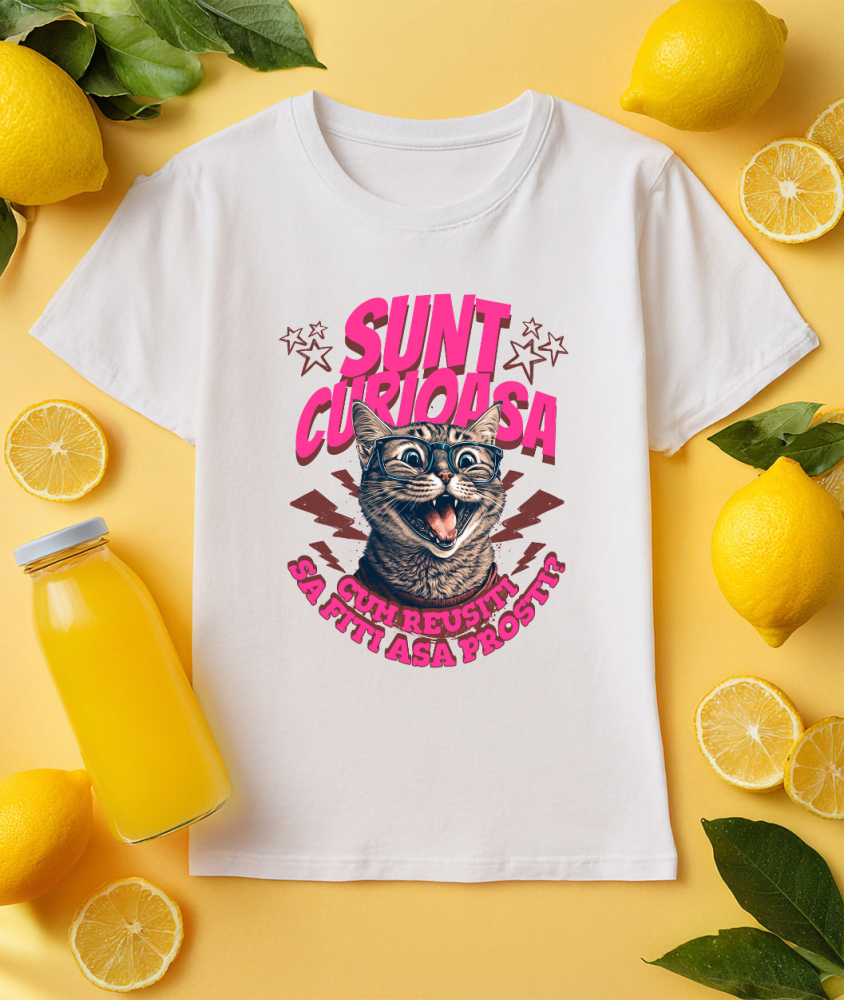 Tricou Femei, Barbati, Copii, Fata, Baiat, Unisex Personalizat „Cadouri personalizate haioase cu pisică zâmbitoare și mesaje sarcastice pentru familie și prieteni” [3]