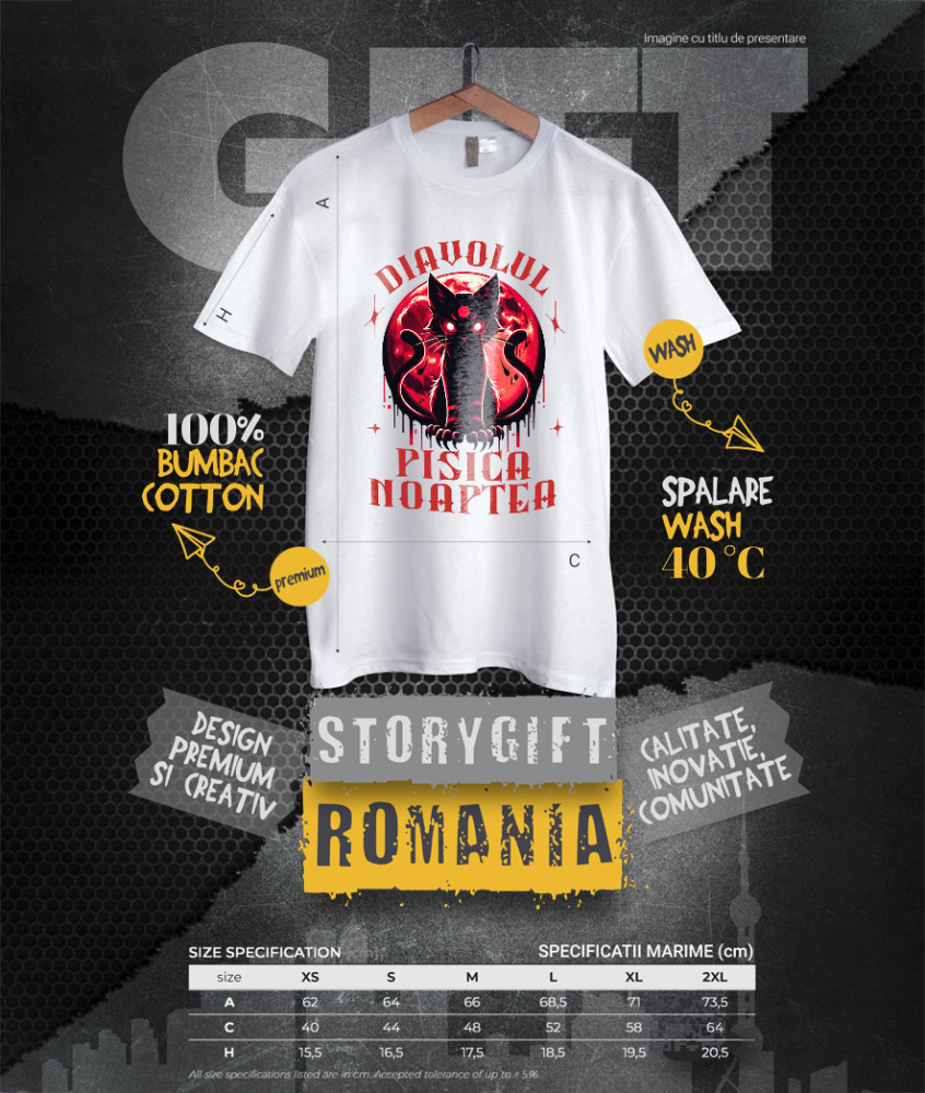 Tricou Femei, Barbati, Copii, Fata, Baiat, Unisex Personalizat Pisica Horror cu Ochi Roșii | Diavolul Pisica de Halloween [4]