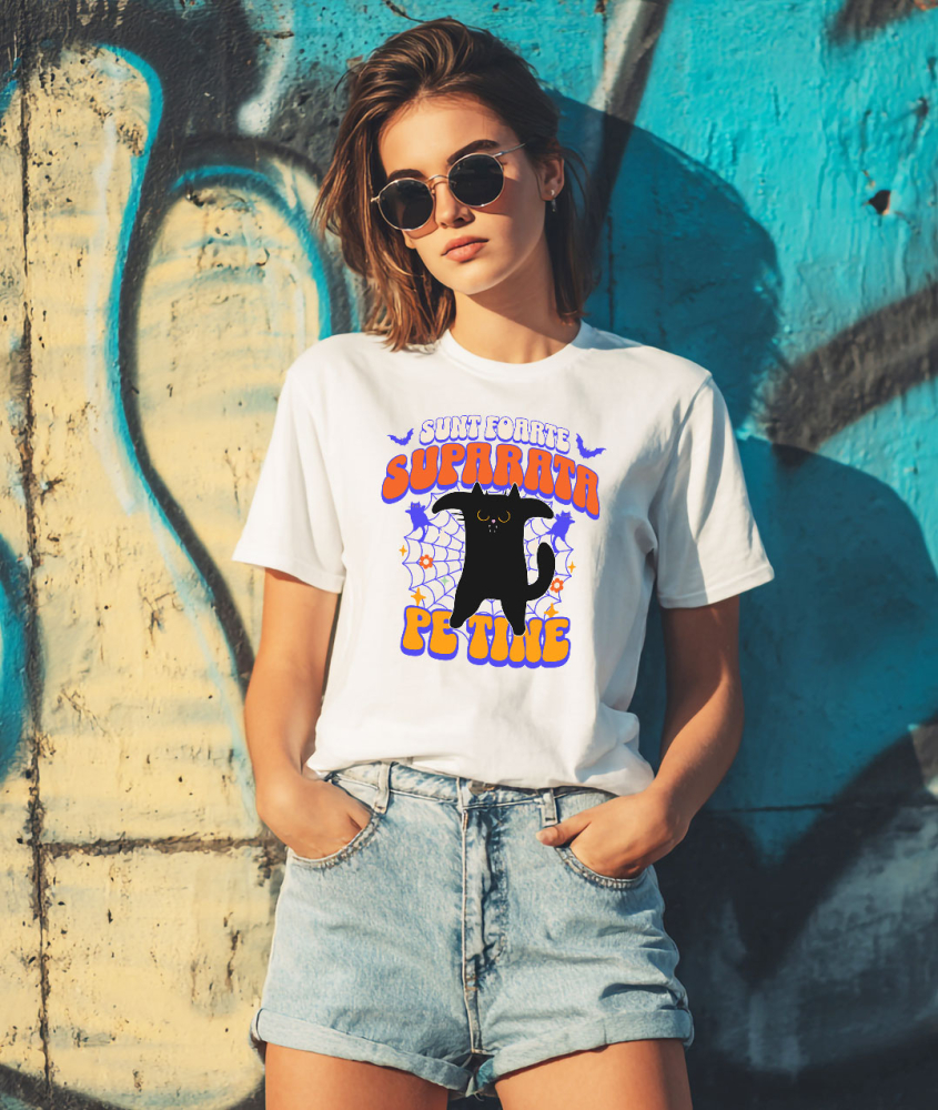 Tricou Femei, Barbati, Copii, Fata, Baiat, Unisex Personalizat Costum Pisică Horror Halloween | Pisica Furioasă pentru Petrecerea de Halloween [2]