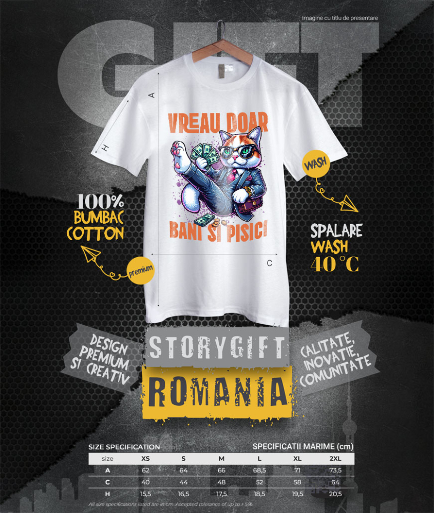 Tricou Femei, Barbati, Copii, Fata, Baiat, Unisex Personalizat Pisica în Costum Office cu Bancnote Bani - Avere și Lux pentru Iubitorii de Pisici [4]