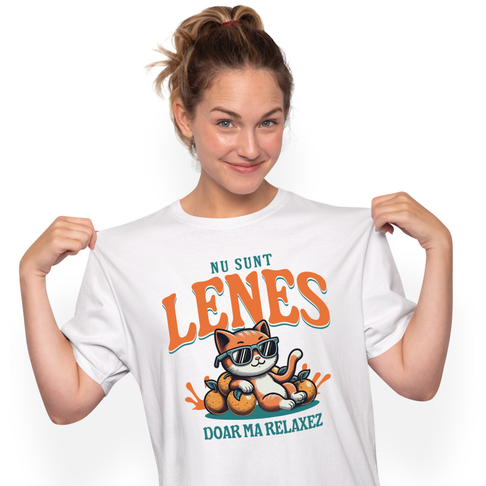Tricou Femei, Barbati, Copii, Fata, Baiat, Unisex Personalizat Pisica Portocalie Cu Ochelari De Soare „Nu Sunt Leneș, Doar Mă Relaxez” – Cadou Amuzant Pentru Iubitorii De Pisici [1]