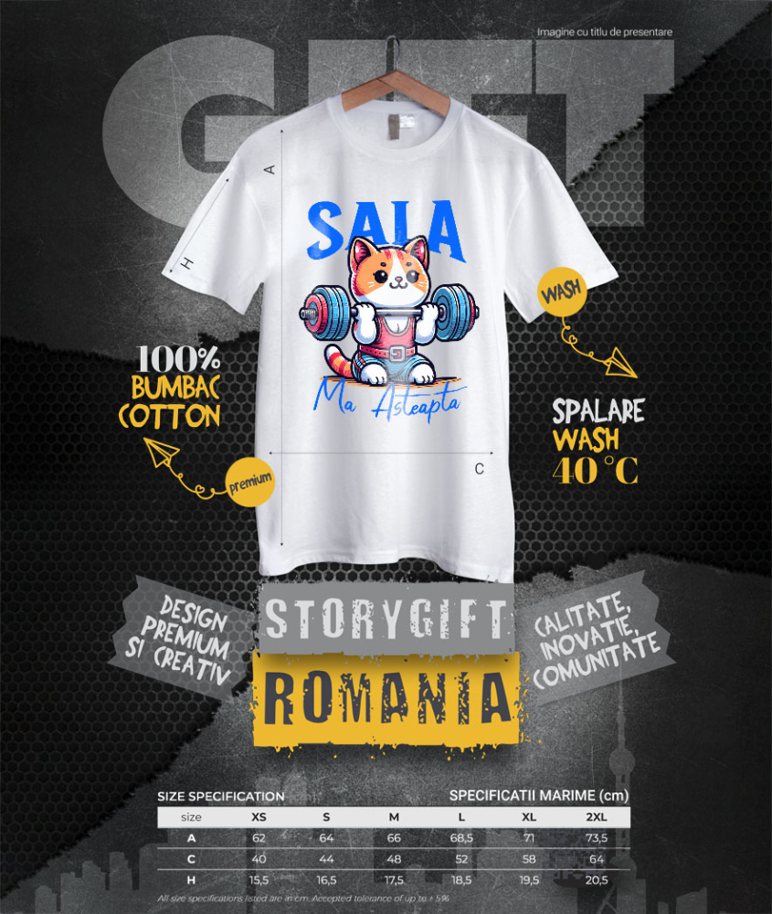 Tricou Femei, Barbati, Copii, Fata, Baiat, Unisex Personalizat Pisică Portocalie la Sală – Design Haios pentru Cadouri Personalizate [4]