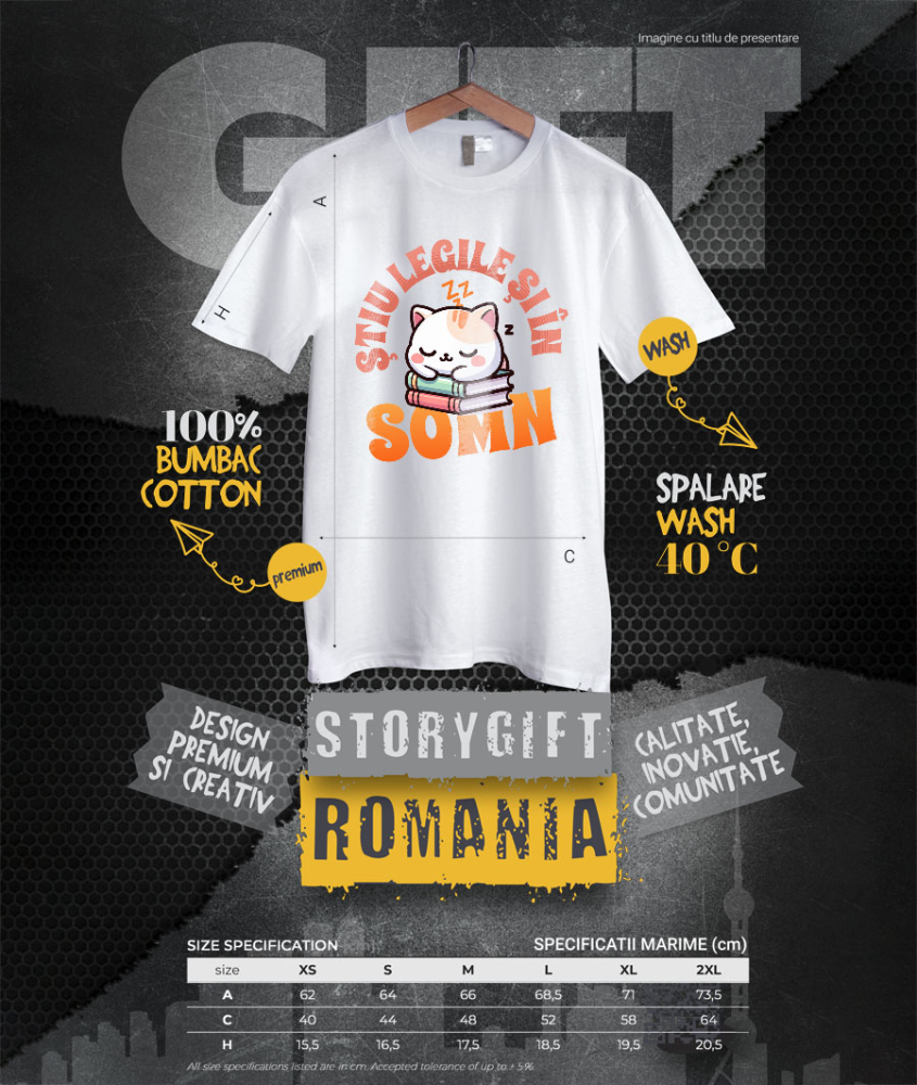 Tricou Femei, Barbati, Copii, Fata, Baiat, Unisex Personalizat Tricou Pisica Somnoroasă - "Știu Legile Și În Somn" | Cadou Amuzant pentru Iubitorii de Pisici și Educație [4]