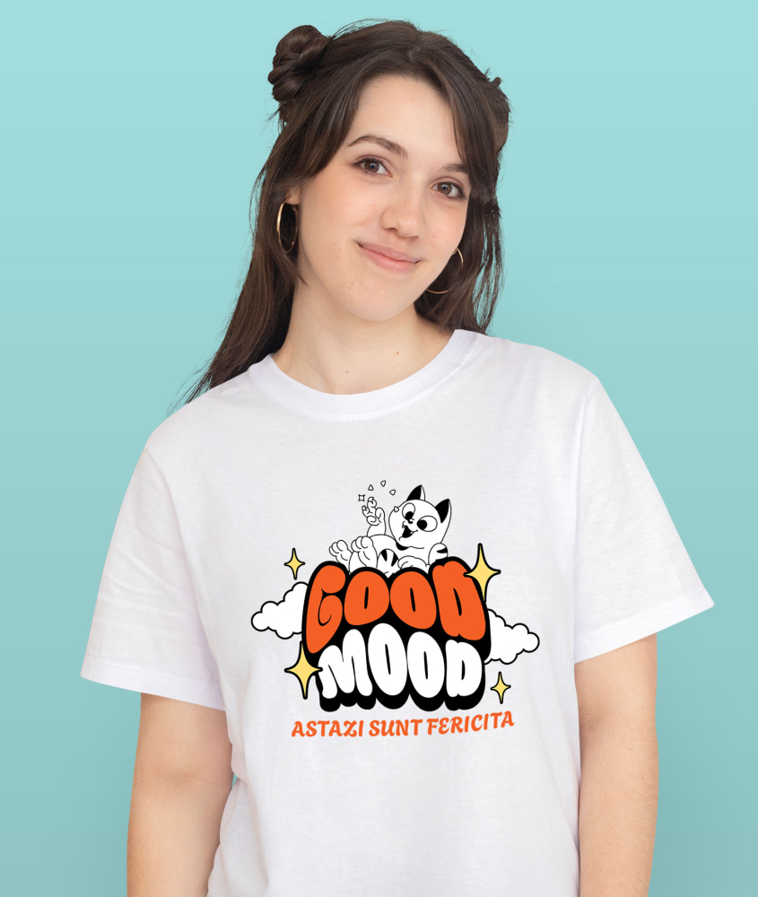 Tricou Femei, Barbati, Copii, Fata, Baiat, Unisex Personalizat "Pisica Veselă 'Astăzi Sunt Fericită' - Cadou Personalizat pentru Copii și Familie" [2]