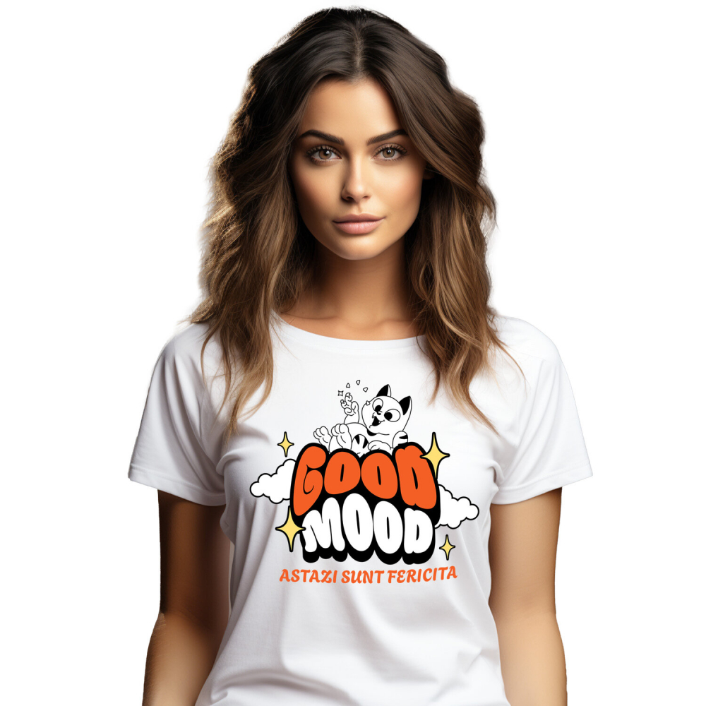 Tricou Femei, Barbati, Copii, Fata, Baiat, Unisex Personalizat "Pisica Veselă 'Astăzi Sunt Fericită' - Cadou Personalizat pentru Copii și Familie" [1]