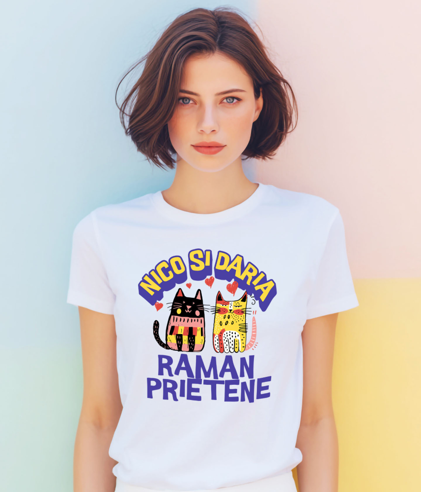 Tricou Femei, Barbati, Copii, Fata, Baiat, Unisex Personalizat Cadouri personalizate cu pisici – Portrete colorate pentru Nico și Daria [2]