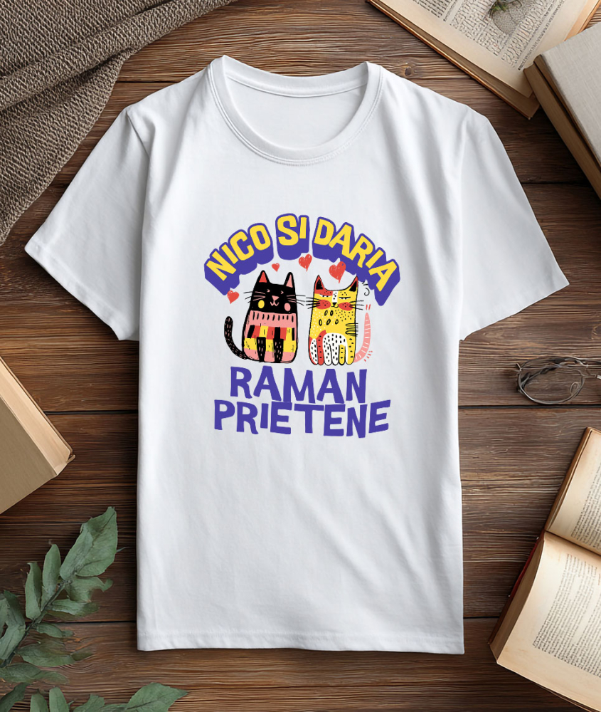 Tricou Femei, Barbati, Copii, Fata, Baiat, Unisex Personalizat Cadouri personalizate cu pisici – Portrete colorate pentru Nico și Daria [3]