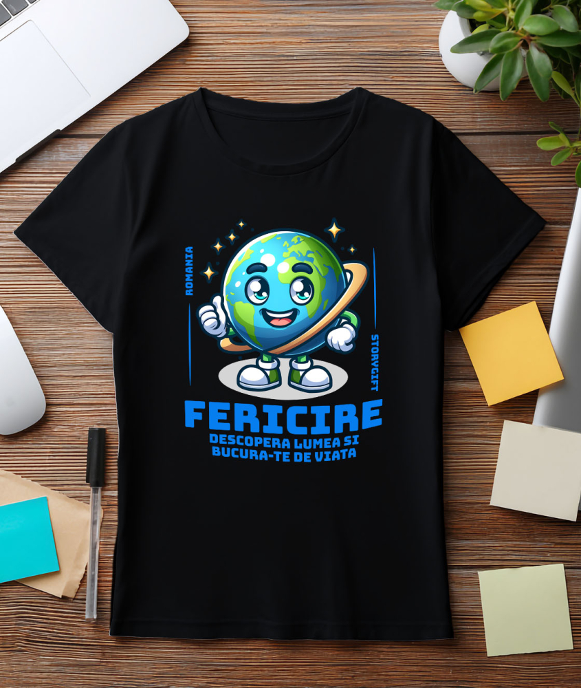 Tricou Femei, Barbati, Copii, Fata, Baiat, Unisex Personalizat "Produse personalizate pentru vacanță – Planeta Pământ veselă și fericire" [3]