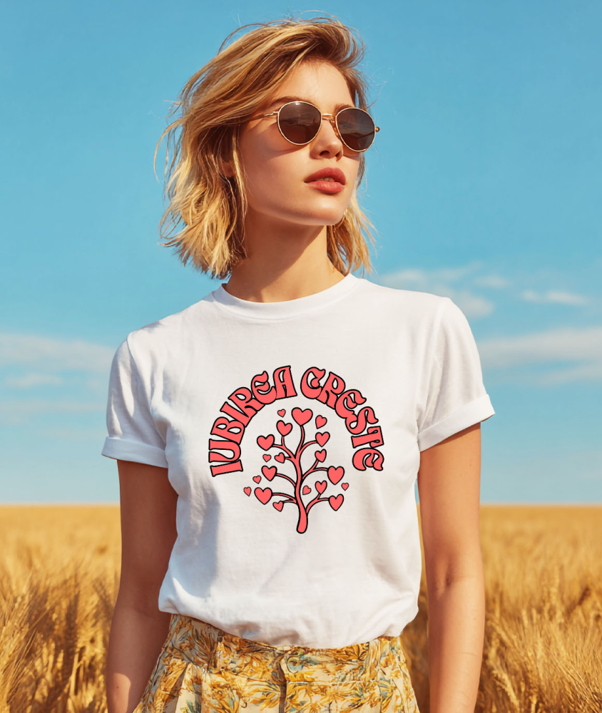 Tricou Femei, Barbati, Copii, Fata, Baiat, Unisex Personalizat „Pom Cu Inimioare - Cadou Personalizat „Iubirea Crește” pentru Familie, Copii și Prieteni de Valentine's Day” [2]