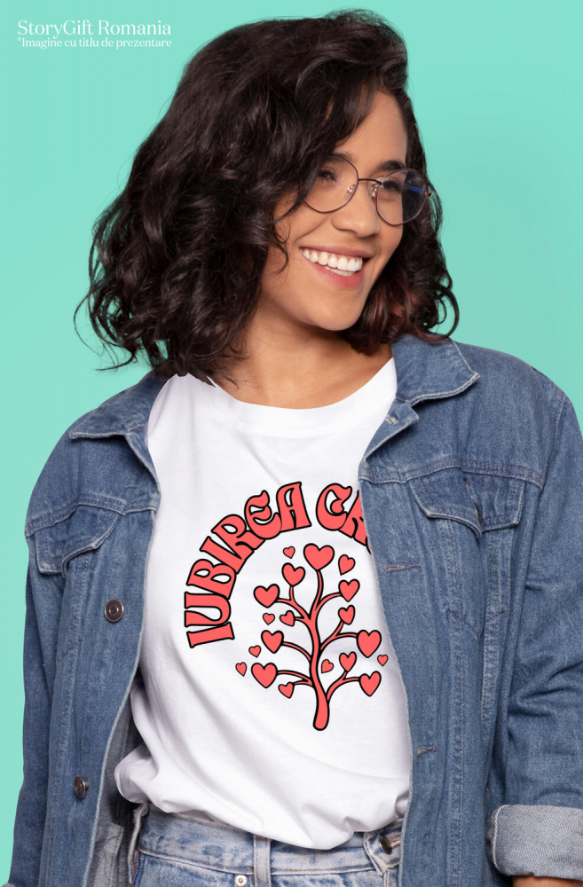 Tricou Femei, Barbati, Copii, Fata, Baiat, Unisex Personalizat „Pom Cu Inimioare - Cadou Personalizat „Iubirea Crește” pentru Familie, Copii și Prieteni de Valentine's Day” [2]