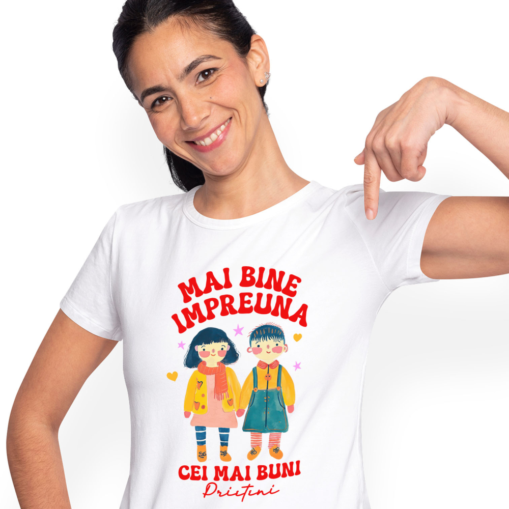 Tricou Femei, Barbati, Copii, Fata, Baiat, Unisex Personalizat Tricou Personalizat Copii – „Mai Bine Împreună, Cei Mai Buni Prieteni” [1]
