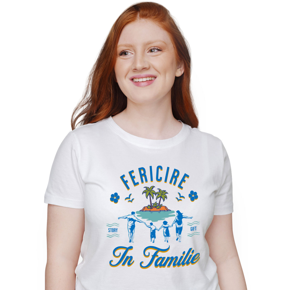 Tricou Femei, Barbati, Copii, Fata, Baiat, Unisex Personalizat Tricou Personalizat Familie - „Fericire în Vacanță” | Cadouri Unice [1]