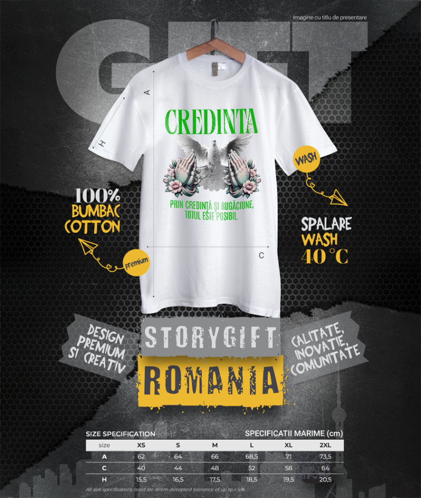 Tricou Femei, Barbati, Copii, Fata, Baiat, Unisex Personalizat "Porumbel Alb – Puritate, Credință și Rugăciune | Totul Este Posibil" [4]