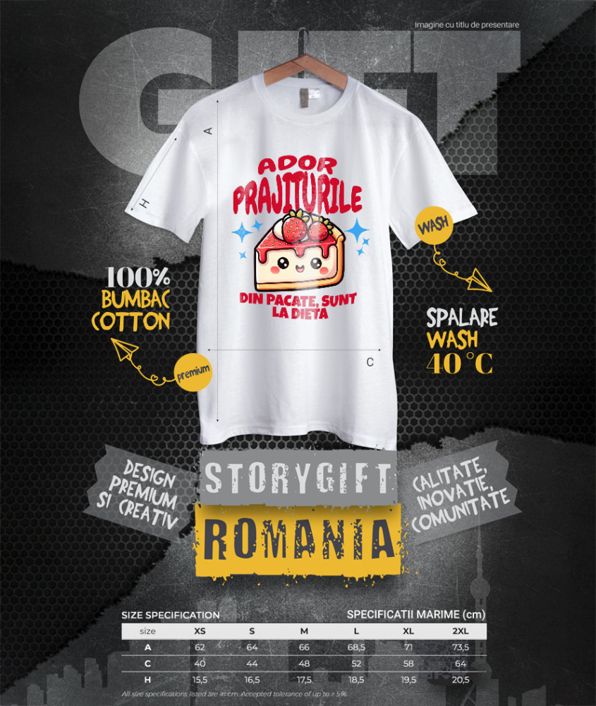 Tricou Femei, Barbati, Copii, Fata, Baiat, Unisex Personalizat Cheesecake personalizat cu căpșuni și mesaj haios – Cadou ideal pentru iubitorii de prăjituri [4]
