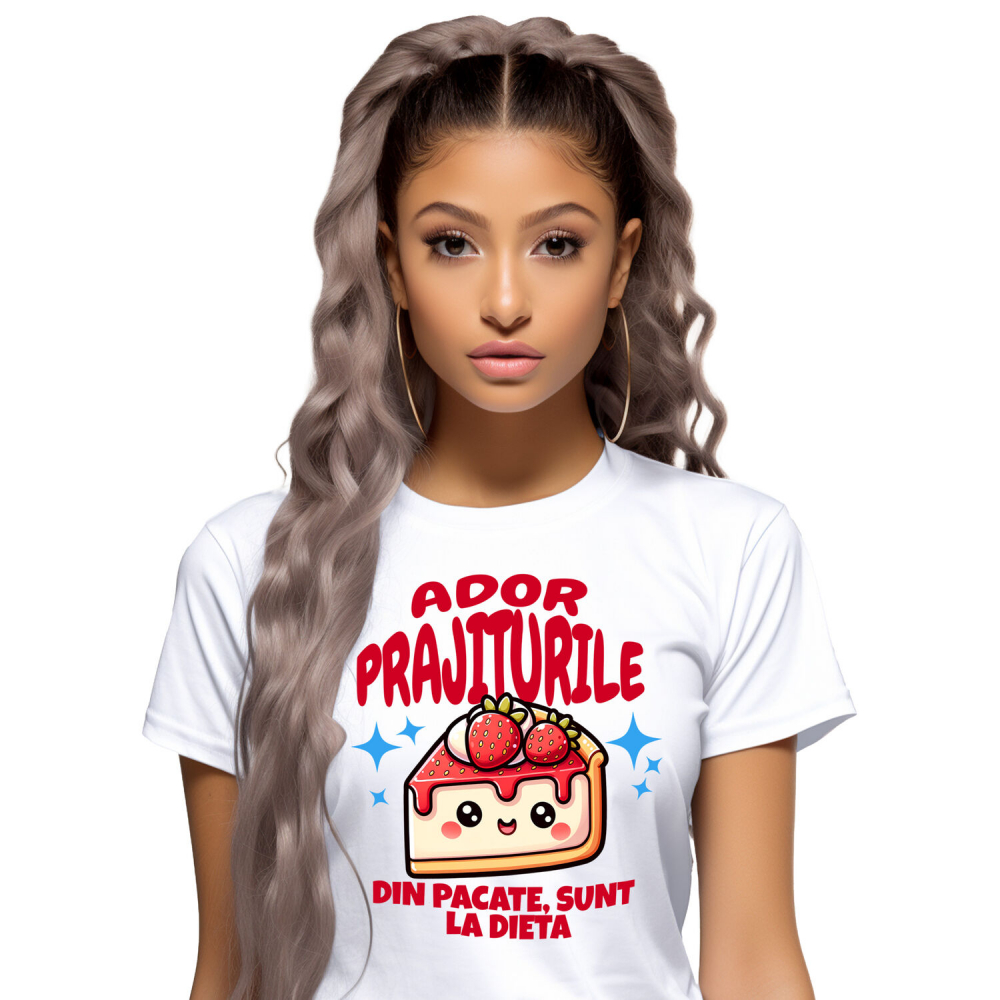 Tricou Femei, Barbati, Copii, Fata, Baiat, Unisex Personalizat Cheesecake personalizat cu căpșuni și mesaj haios – Cadou ideal pentru iubitorii de prăjituri [1]