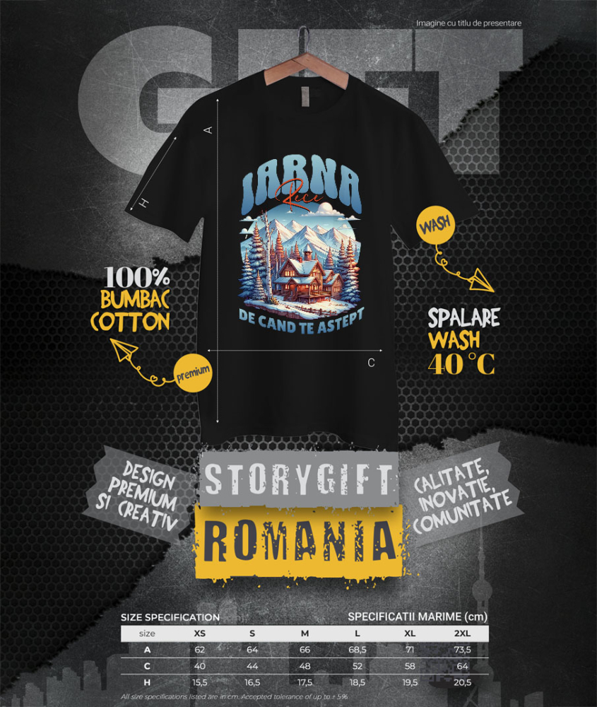 Tricou Femei, Barbati, Copii, Fata, Baiat, Unisex Personalizat "Cabana în Pădure și Zăpadă – Vacanță de Iarnă și Crăciun în Natură" [4]