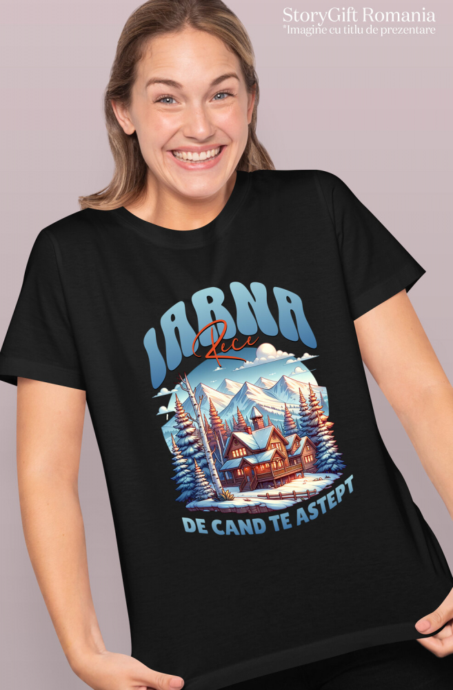 Tricou Femei, Barbati, Copii, Fata, Baiat, Unisex Personalizat "Cabana în Pădure și Zăpadă – Vacanță de Iarnă și Crăciun în Natură" [2]