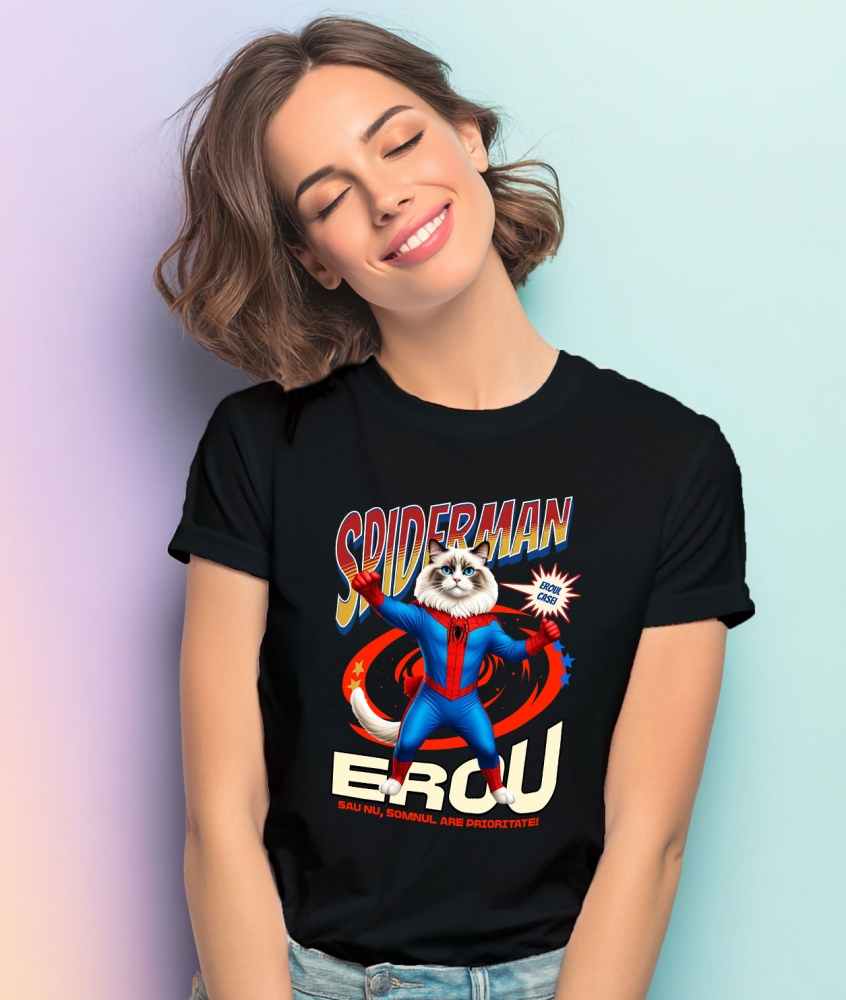 Tricou Femei, Barbati, Copii, Fata, Baiat, Unisex Personalizat Ragdoll Pisică în Costum Spider-Man cu Pelerină - Cadou Personalizat pentru Iubitorii de Pisici și Copii [2]