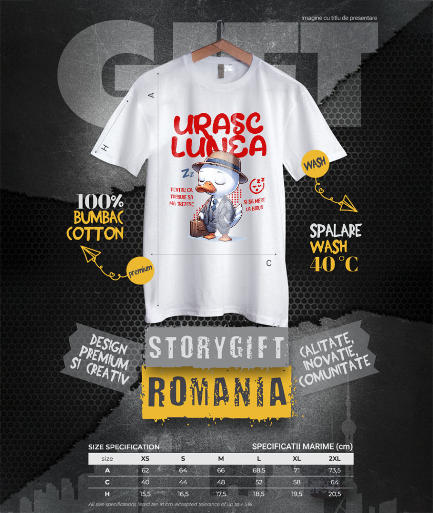 Tricou Femei, Barbati, Copii, Fata, Baiat, Unisex Personalizat Rață Haioasă la Birou – Costum Elegant, Pălărie, Servietă și Umor Corporatist [4]