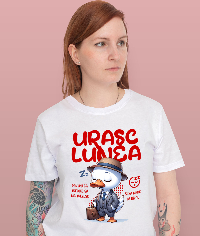 Tricou Femei, Barbati, Copii, Fata, Baiat, Unisex Personalizat Rață Haioasă la Birou – Costum Elegant, Pălărie, Servietă și Umor Corporatist [2]