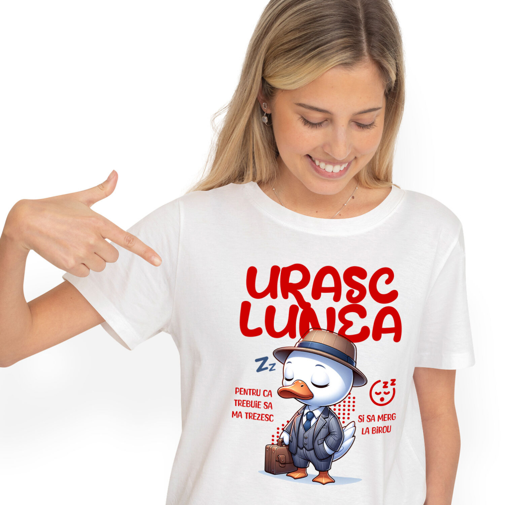 Tricou Femei, Barbati, Copii, Fata, Baiat, Unisex Personalizat Rață Haioasă la Birou – Costum Elegant, Pălărie, Servietă și Umor Corporatist [1]