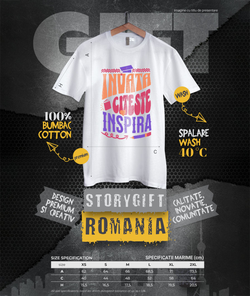 Tricou Femei, Barbati, Copii, Fata, Baiat, Unisex Personalizat Rechizite Școlare și Toca Motivațională | Educație, Citire și Inspirație pentru Elevi [4]