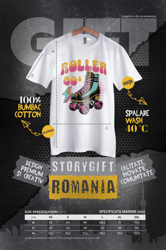 Tricou Femei, Barbati, Copii, Fata, Baiat, Unisex Personalizat Role Colorate pentru Copii – Patine Sportive Personalizate și Distracție Roller [4]