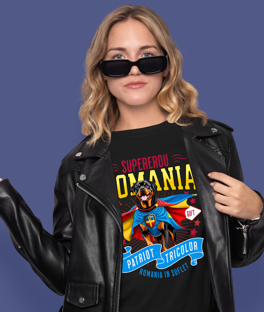 Tricou Femei, Barbati, Copii, Fata, Baiat, Unisex Personalizat Rottweiler în Costum de Căpitan România – Cadou Personalizat pentru Iubitorii de Câini [2]