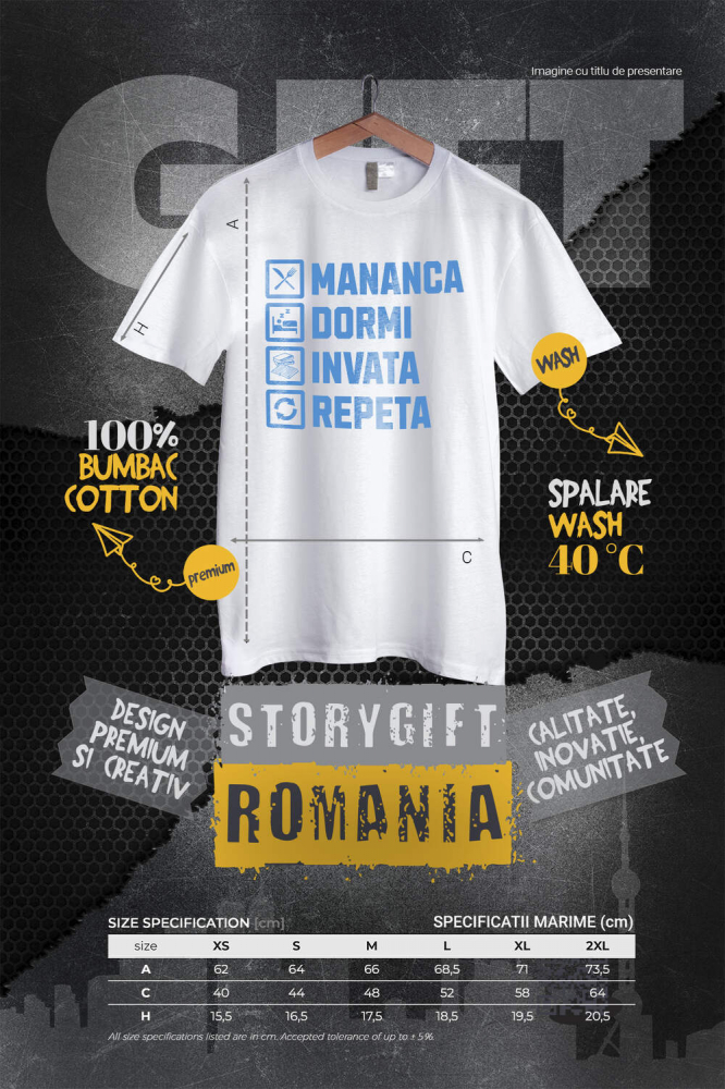 Tricou Femei, Barbati, Copii, Fata, Baiat, Unisex Personalizat Rutina Zilnică: Produse Personalizate pentru Alimentație, Somn, Învățat și Dezvoltare Personală pentru Copii și Familie [4]