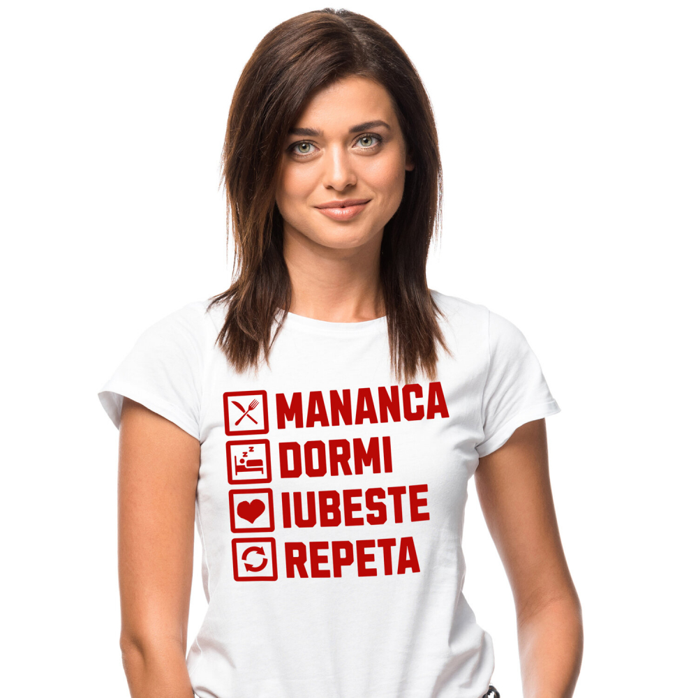 Tricou Femei, Barbati, Copii, Fata, Baiat, Unisex Personalizat „Rutina Zilnică de Dragoste - Cadou Amuzant și Personalizat pentru Iubita, Familie și Prieteni de Valentine's Day” [1]