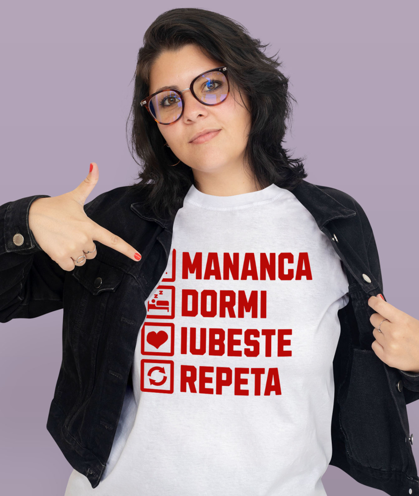 Tricou Femei, Barbati, Copii, Fata, Baiat, Unisex Personalizat „Rutina Zilnică de Dragoste - Cadou Amuzant și Personalizat pentru Iubita, Familie și Prieteni de Valentine's Day” [2]